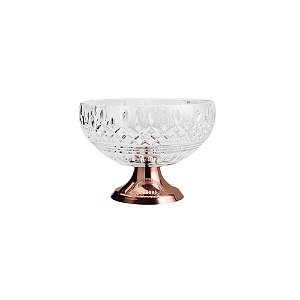 CENTRO DE MESA CRISTAL C/PÉ AÇO LYS ROSE 25cm