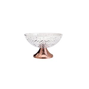 CENTRO DE MESA CRISTAL C/PÉ AÇO LYS ROSE 30cm
