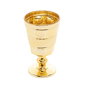 CJ 6 TAÇAS VIDRO P/ÁGUA GEOMETRIC DOURADO METALIZADO 250ml