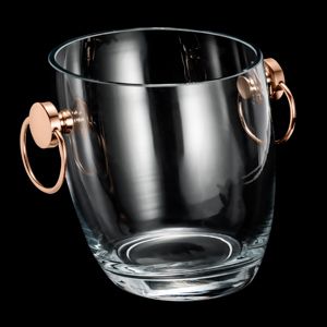 BALDE DE VIDRO C/ALÇA DE AÇO INOX ROSÉ ASTI 15X16cm