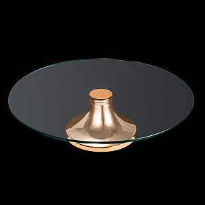 PRATO DE VIDRO P/BOLO C/PÉ DE AÇO MONACO ROSE 33X8,5cm