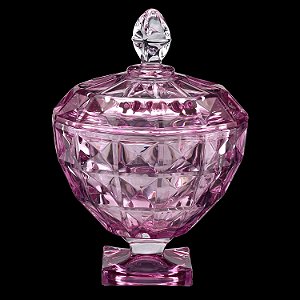 POTICHE DECORATIVO CRISTAL PÉ TAMPA DIAMANT AMETISTA 18x24cm