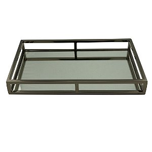 BANDEJA AÇO INOX C/ESPELHO PRETA 41x26x5cm