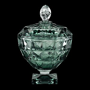 POTICHE DECORATIVO CRISTAL C/PÉ TAMPA DIAMANT VERDE 18x24cm