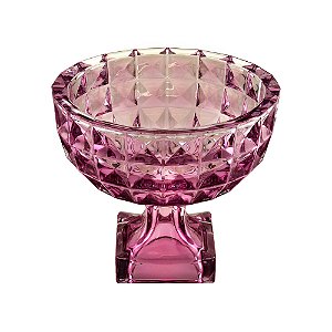 CENTRO DE MESA CRISTAL C/PÉ DIAMANT AMETISTA 25x22cm