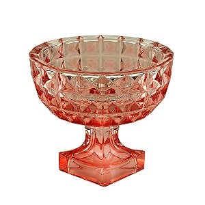 CENTRO DE MESA CRISTAL C/PÉ DIAMANT ROSE 25x22cm