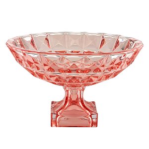 CENTRO DE MESA CRISTAL C/PÉ DIAMANT ROSE 32x19cm