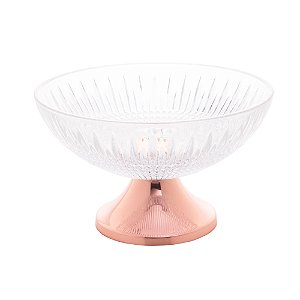 CENTRO DE MESA CRISTAL C/PÉ AÇO QUEEN ROSE 30cm