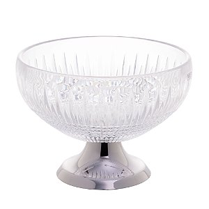 CENTRO DE MESA CRISTAL C/PÉ AÇO QUEEN INOX 25cm