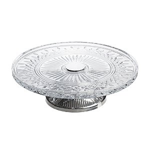PRATO P/BOLO CRISTAL C/PÉ LYS PRATA 32cm