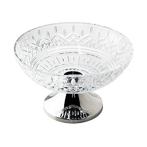 CENTRO DE MESA CRISTAL C/PÉ LYS PRATA 30cm