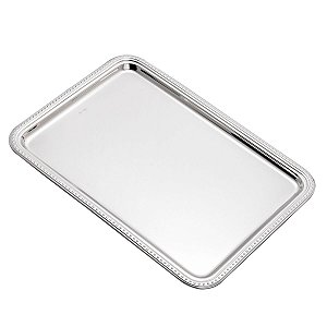 BANDEJA DE PRATA C/CORDÃO PÉROLA 39X29cm