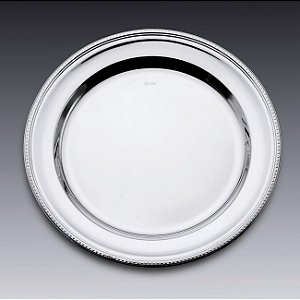 PRATO DE PRATA C/CORDÃO PÉROLA 37cm