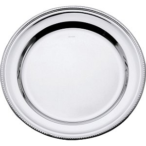 PRATO DE PRATA C/CORDÃO PÉROLA 33cm