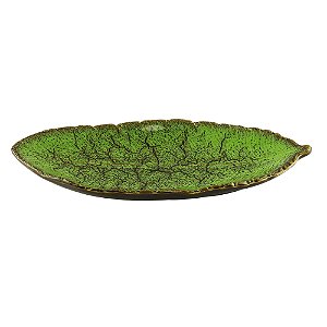 FOLHA DECORATIVA CERÂMICA VERDE 27x12x3cm