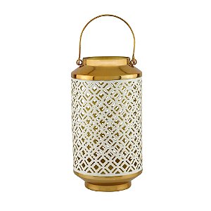LANTERNA DECORATIVA METAL BRANCA 16x28cm