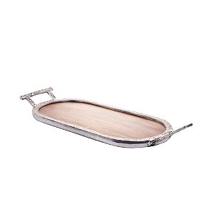 BANDEJA MADEIRA C/ALÇA OVAL 57x25x5cm