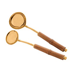 CJ 2 CONCHAS AÇO INOX C/CABO BAMBU DOURADO
