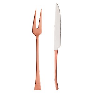 CJ 2PC FACA E GARFO AÇO INOX P/ASSADO BERNA ROSE