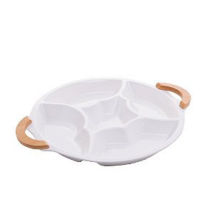 PETISQUEIRA PORCELANA C/5 DIVISÓRIAS BRANCA 43x36x5cm