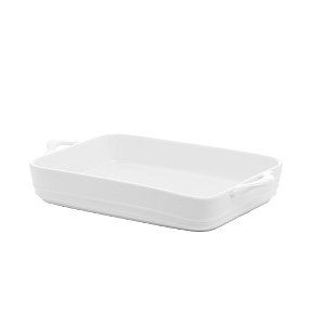 TRAVESSA PORCELANA RETANGULAR BRANCA 36x21x6cm