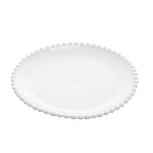 CJ 6 PRATOS SOBREMESA PORCELANA BEADS BRANCO 20cm