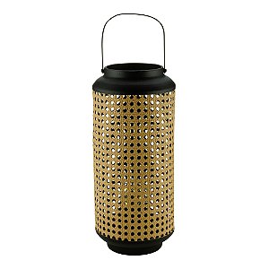 LANTERNA METAL C/LED PALHA 16x35cm