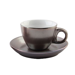 CJ 6 XÍCARAS CAFÉ CERÂMICA C/PIRES ARGENT SILVER 80ml
