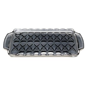 BANDEJA CRISTAL C/ALÇA ANGEL CINZA ESCURO 35x21x3cm