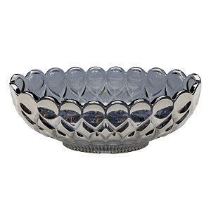 CENTRO DE MESA CRISTAL ANGEL CINZA ESCURO 29x13x11cm