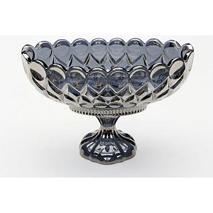 CENTRO DE MESA CRISTAL C/PÉ ANGEL CINZA ESCURO 29x20cm