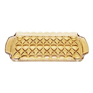 BANDEJA CRISTAL C/ALÇA ANGEL ÂMBAR 35x21x3cm