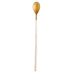 COLHER AÇO INOX BAILARINA TURIM DOURADO/ROSE 30cm