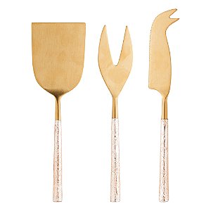 CJ 3PC AÇO INOX P/QUEIJO TURIM DOURADO/ROSE