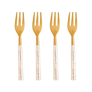 CJ 4 GARFOS AÇO INOX P/MESA TURIM DOURADO/ROSE