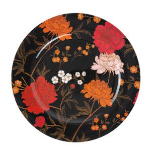 SOUSPLAT PLÁSTICO FLORAL PRETO 33cm