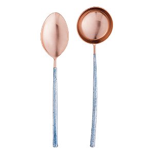 CJ 2PC AÇO INOX P/SERVIR TURIM ROSE/AZUL