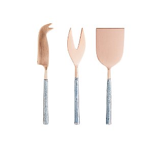 CJ 3PC AÇO INOX P/QUEIJO TURIM ROSE/AZUL