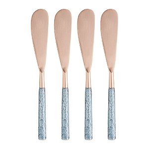 CJ 4 ESPÁTULAS AÇO INOX TURIM ROSE/AZUL