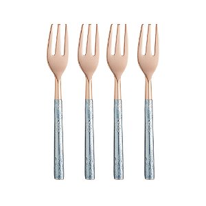 CJ 4 GARFOS AÇO INOX P/MESA TURIM ROSE/AZUL