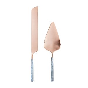 CJ 2PC AÇO INOX P/BOLO TURIM ROSE/AZUL