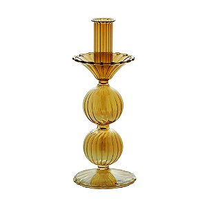 CASTIÇAL VIDRO DOURADO 9x22cm