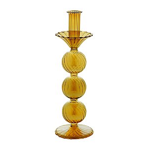 CASTIÇAL VIDRO DOURADO 9x27cm