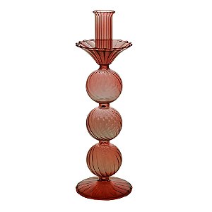 CASTIÇAL VIDRO CORAL 9x27cm