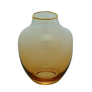 VASO VIDRO OMBRÉ DOURADO 10x13cm