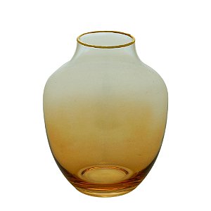 VASO VIDRO OMBRÉ DOURADO 12x15cm