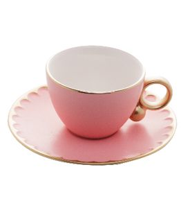 CJ 6 XÍCARAS CAFÉ PORCELANA C/PIRES EGG ROSA MATT 90ml