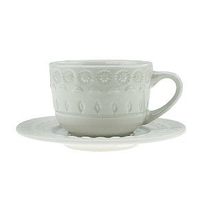 CJ 4 XÍCARAS PORCELANA P/CAFÉ C/PIRES GRACE BRANCO 80ml