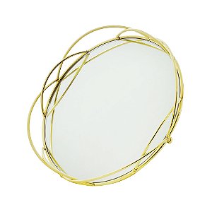BANDEJA DECORATIVA METAL DOURADA 27x4cm