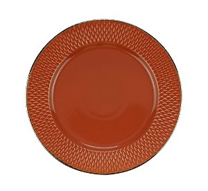 PRATO RASO PORCELANA DROPS LARANJA 27cm